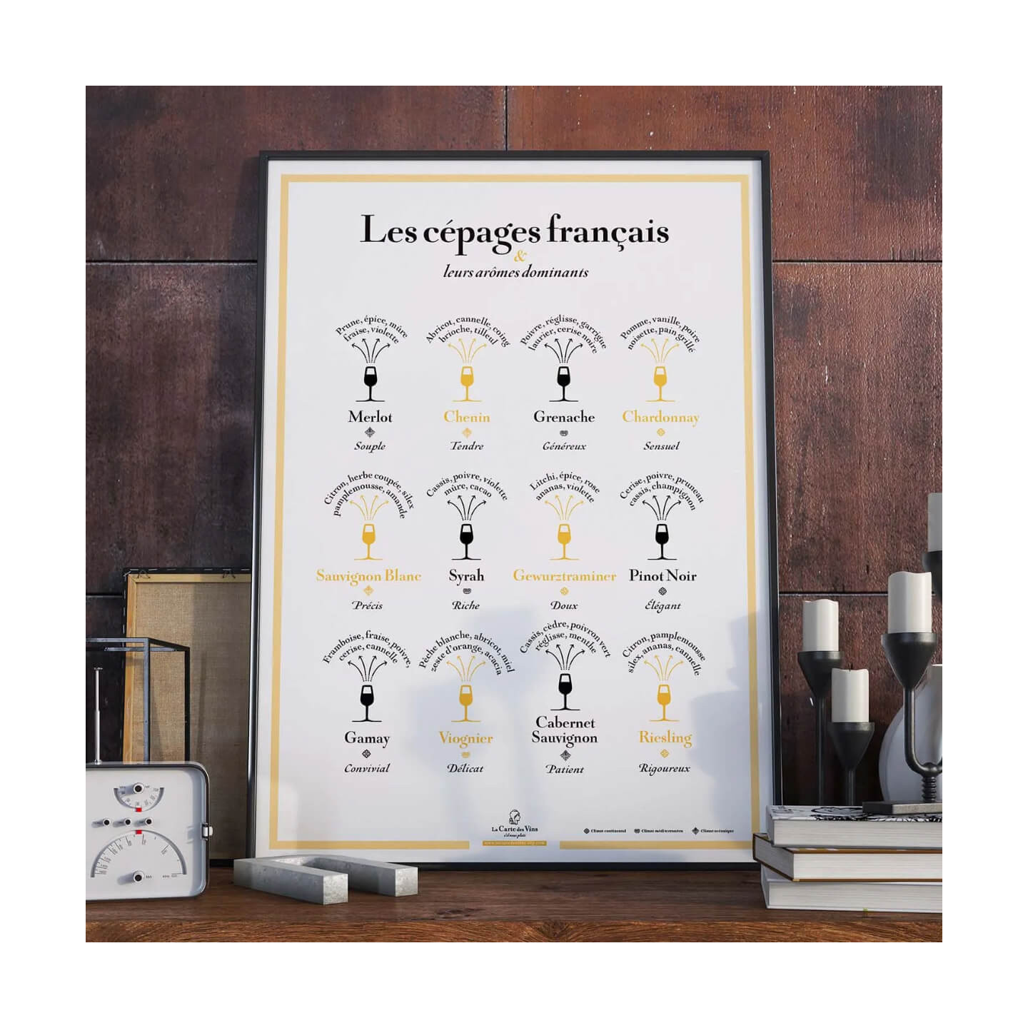 Affiche Les arômes du vin 50x70 - Cartes des vins de France